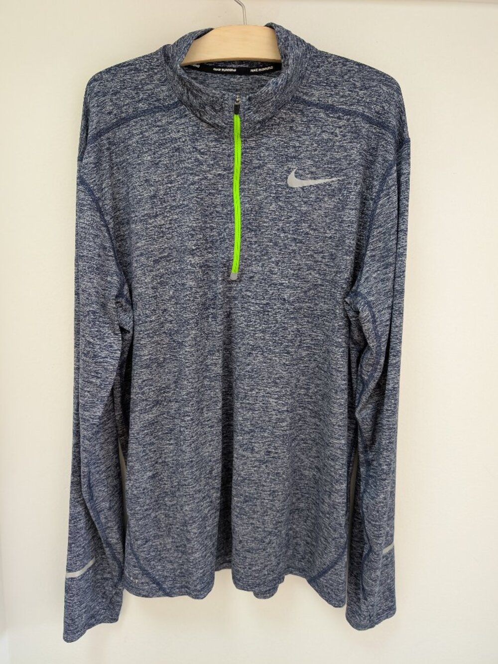 Nike Blue Dri-Fit 1/4 Zip long sleeve with Reflective Highlights - Size XL